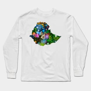 Spirograph Patterned Ethiopia States Map Long Sleeve T-Shirt